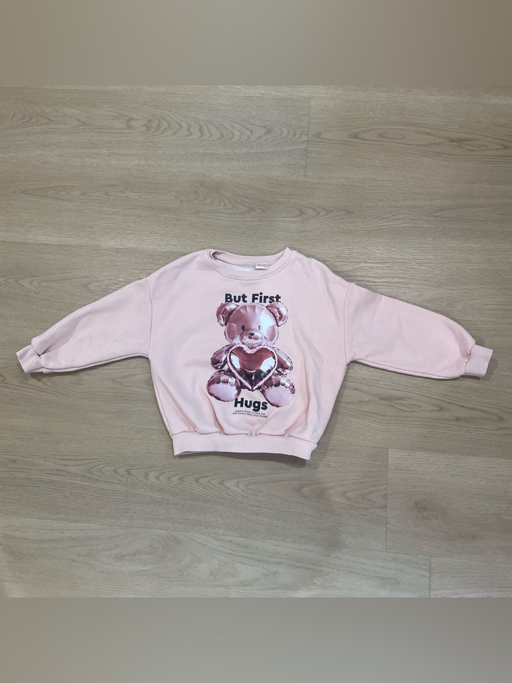 Zara Light Pink Teddy Heart Graphic Sweatshirt